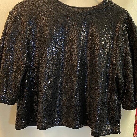 Haut style T-shirt à sequins noir - Picture 1 of 3